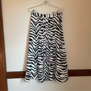 Banana Republic A-line Black and White Zebra Midi Skirt sz 4 Fully Lined